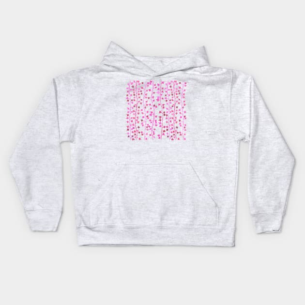 Watercolor Vines Pattern - Hot Pink Kids Hoodie by monitdesign